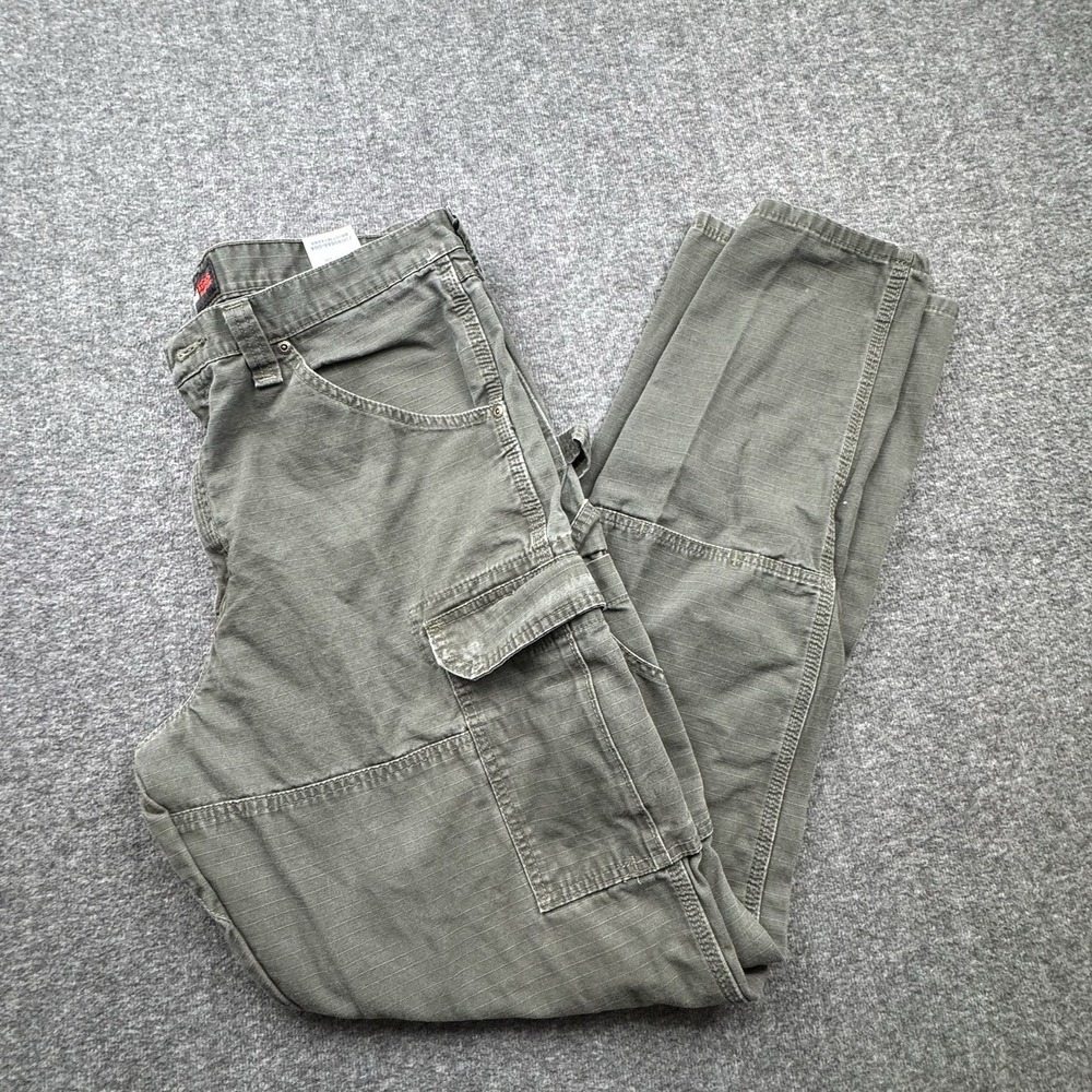 Wrangler Riggs Workwear Double Knee Cargo Carpenter Pants Ripstop Green Sz 36x36